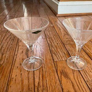 2 Large Ornate Leaded Crystal Drinking Glasses